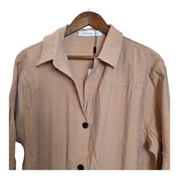 Charmant Ciel Women's Jumpsuit Cargo Style Jogger Large Khaki Elastic Waist - Picture 7 of 16